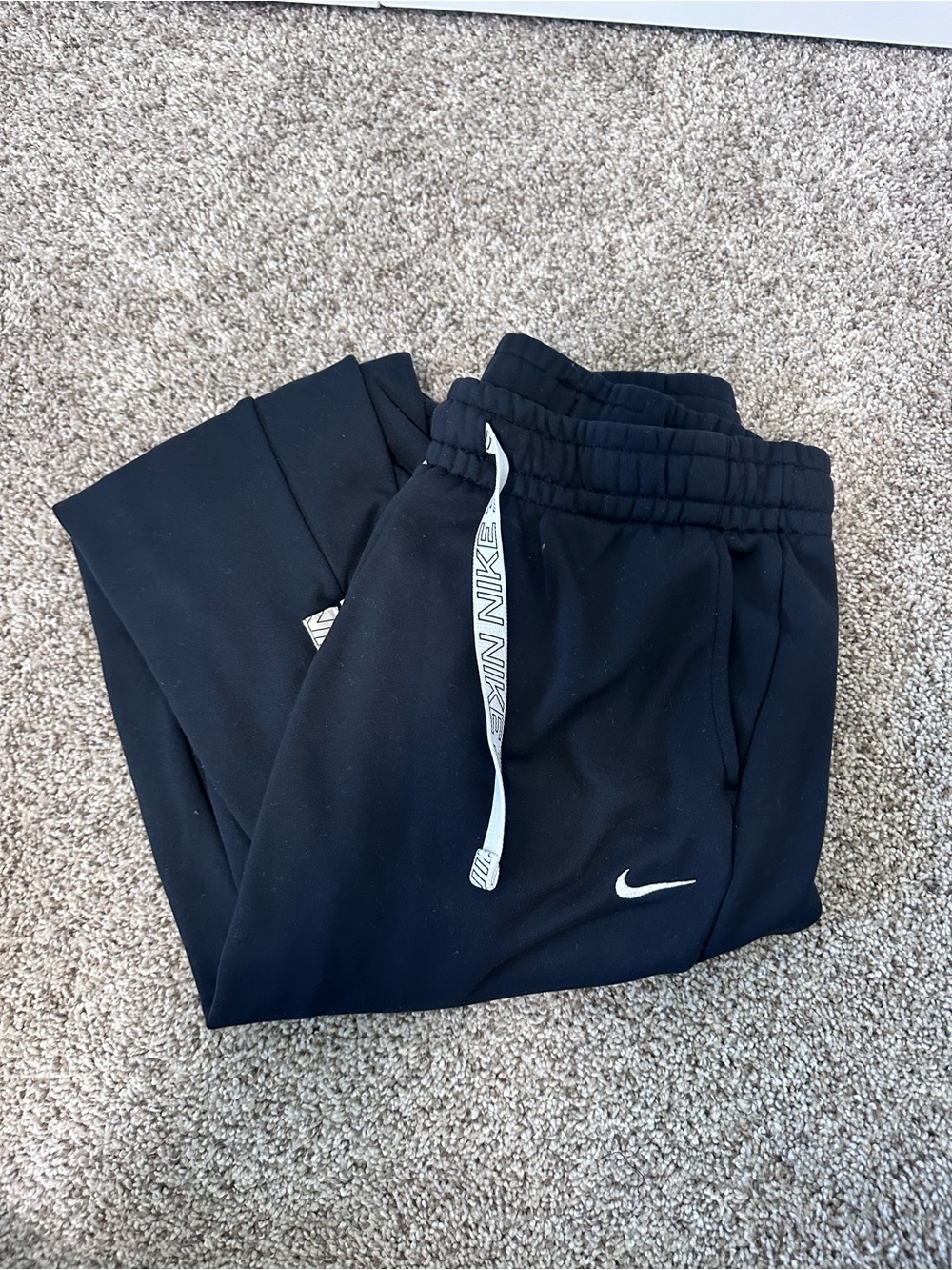 Nike Black Joggers with White Drawstring & Swoosh